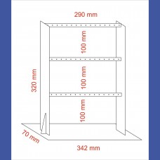 PENDIENTES    3 barras 24 pares 100 mm entre barra <br>Medidas: 340 x 70 x 320 mm<br>